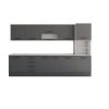 Bucatarie Alfa 320, gri, blat termic travertin, corp pentru cuptor incorporabil
