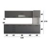 Bucatarie Alfa 320, gri, blat termic travertin, corp pentru cuptor incorporabil