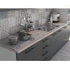 Bucatarie Alfa 320, gri, blat termic travertin, corp pentru cuptor incorporabil