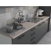 Bucatarie Alfa 260, Cu vitrina, Gri, Blat termic travertin