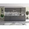 Bucatarie Alfa 320, gri, blat termic alb, corp pentru cuptor incorporabil