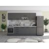 Bucatarie Alfa 260, Cu vitrina, Gri, Blat termic alb