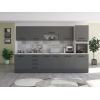 Bucatarie Alfa 320, gri, blat termic alb, corp pentru cuptor incorporabil