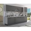 Bucatarie Alfa 320, gri, blat termic alb, corp pentru cuptor incorporabil
