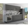 Bucatarie Alfa 260, Cu vitrina, Gri, Blat termic alb