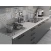 Bucatarie Alfa 320, gri, blat termic alb, corp pentru cuptor incorporabil