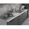 Bucatarie Alfa 260, Cu vitrina, Gri, Blat termic alb