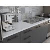 Bucatarie Alfa 240, Corp hota, Cu vitrina, Gri, Blat termic alb