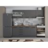 Bucatarie Alfa 240, Corp hota, Cu vitrina, Gri, Blat termic nuc
