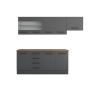 Bucatarie Alfa 240, Corp hota, Cu vitrina, Gri, Blat termic nuc