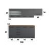Bucatarie Alfa 240, Corp hota, Cu vitrina, Gri, Blat termic nuc
