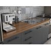 Bucatarie Alfa 240, Corp hota, Cu vitrina, Gri, Blat termic nuc