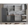 Bucatarie Alfa 240, Corp hota, Cu vitrina, Gri, Blat termic nuc