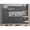 Bucatarie Alfa 240, Corp hota, Cu vitrina, Gri, Blat termic travertin