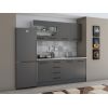 Bucatarie Alfa 180, Cu vitrina, Gri, Blat termic travertin