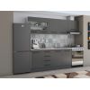 Bucatarie Alfa 240, Corp hota, Cu vitrina, Gri, Blat termic travertin