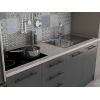 Bucatarie Alfa 180, Cu vitrina, Gri, Blat termic travertin