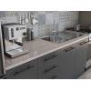 Bucatarie Alfa 240, Corp hota, Cu vitrina, Gri, Blat termic travertin