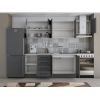 Bucatarie Alfa 240, Corp hota, Cu vitrina, Gri, Blat termic travertin