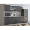 Bucatarie Alfa 240, Soldat, Cu vitrina, Gri, Blat termic alb