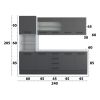 Bucatarie Alfa 240, Soldat, Cu vitrina, Gri, Blat termic alb