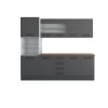 Bucatarie Alfa 240, Soldat, Cu vitrina, Gri, Blat termic nuc