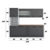 Bucatarie Alfa 240, Soldat, Cu vitrina, Gri, Blat termic nuc