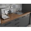 Bucatarie Alfa 240, Soldat, Cu vitrina, Gri, Blat termic nuc