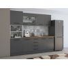 Bucatarie Alfa 240, Soldat, Cu vitrina, Gri, Blat termic travertin