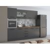 Bucatarie Alfa 240, Soldat, Cu vitrina, Gri, Blat termic travertin