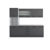 Bucatarie Alfa 240, Soldat, Cu vitrina, Gri, Blat termic travertin