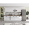 Bucatarie Alfa 260, Cu vitrina, Alb lucios, Blat termic nuc