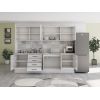 Bucatarie Alfa 260, Cu vitrina, Alb lucios, Blat termic travertin