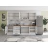 Bucatarie Alfa 260, Cu vitrina, Alb lucios, Blat termic nuc