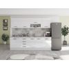 Bucatarie Alfa 260, Cu vitrina, Alb lucios, Blat termic travertin