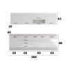Bucatarie Alfa 260, Cu vitrina, Alb lucios, Blat termic travertin