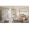 Dormitor Clarissa, alb/auriu, pat 160x200 cm, dulap cu 6 usi, comoda, 2 noptiere