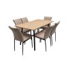 Set masa MBS-42 sonoma, 140x80cm, cu 6 scaune tapitate bej