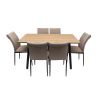 Set masa MBS-42 sonoma, 140x80cm, cu 6 scaune tapitate bej