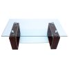 Masa cafea MC-148, sticla, 110x60x42 cm, culoare cires