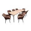 Set masa extensibila 160/220x90 cm MB-94, cu 8 scaune tapitate ML-5 maro