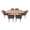 Set masa 160x90 cm MB-95, cu 6 scaune tapitate ML-5 maro