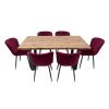 Set masa 160x90 cm MB-95, cu 6 scaune tapitate S-153 grena