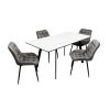 Set masa MBS-96 alb, cu 4 scaune tapitate S-212 gri