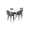 Set masa MBS-97 alb, cu 4 scaune tapitate ML-4 gri
