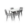 Set masa MBS-97 alb, cu 4 scaune tapitate ML-4 gri