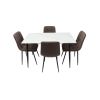 Set masa MBS-97 alb, cu 4 scaune tapitate ML-4 maro