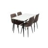 Set masa MBS-97 alb, cu 4 scaune tapitate ML-4 maro