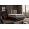 Pat Veloria, 160x200 cm, gri inchis, cu saltea si somiera metalica rabatabila, iluminare led