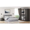 Set dormitor Cozy gri deschis, dulap Radu 180 cm Gri, cu oglinda
